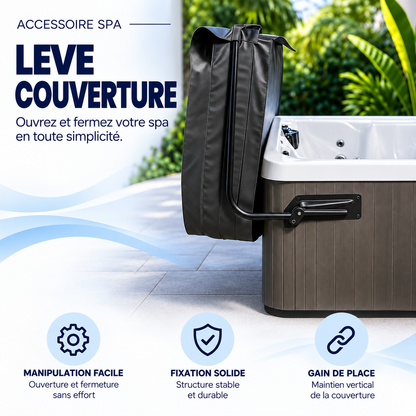 Lève-couverture en aluminium noir avec repose-serviettes intégré
